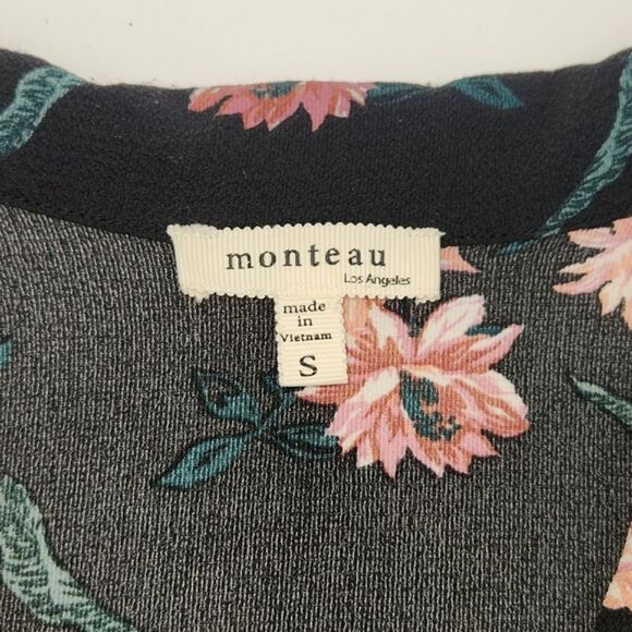 Monteau Jumpsuit Jumper Womens Size Small Dark Florals Black Romantic 90s Retro - Picture 3 of 9